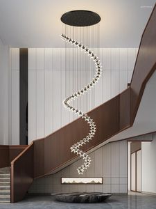 Lustres de lustres de escada simples edifício duplex moderno edifício alto da sala de estar de estar de estar de estar de estar de estar lâmpada de lâmpada pendente pendente liderada