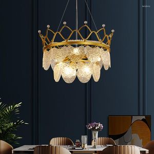 Chandeliers Nordic Luxury Living Room LED Chandelier Lighting Modern Minimalist Crown Acrylic Dining Bedroom