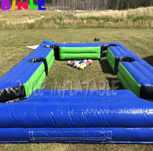 6x4m Blue And Green Giant Inflatable Snooker Soccer Human Pool Table With 16 Balls For Sale Funny Outdoor Or Indoor Football Games
