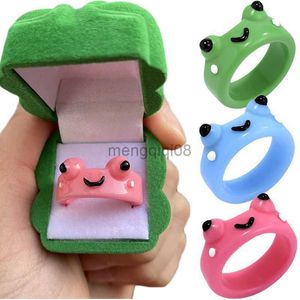 Band Rings 2pcs Couple Cartoon Frog for Girls Fashion Cute Resin Women Men Ring Acrylic Animal Jewelry Best Friends Y23