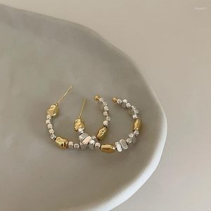 Kolczyki obręcze Allme Hip Hop złoty srebrny kontrast koraliki kolorowe dla kobiet C w kształcie dużego kolczyka Codzienna biżuteria