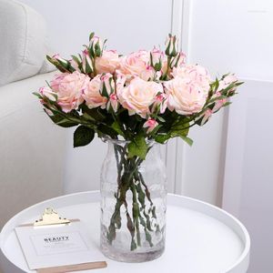 装飾的な花人工ローズウェディングホームテーブル装飾長い花束シルクフェイクバレンタインデープレゼントを配置する