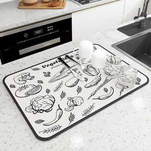 Mats Pads Table Mat For Drying Dishes Diatomite Kitchen Accessories Drainer Placemat Hot Pad Dish Mat Drying Absorbent Draining Mat Z0502