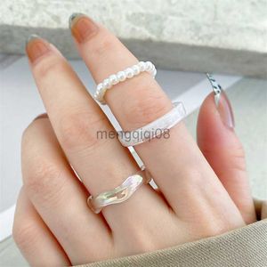 Band Rings 3pcs/set Acrylic Ring Set Light Color System for Women Resin Beaded Elastic Bridal Engagement Finger 2022 Jewelry Gifts Y23