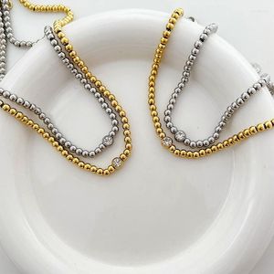 Gerdanlık moda 14k altın kaplama kübik zirkonya küre boncuklar kadınlar için kolyeler metal yaka su geçirmez takı hediyesi