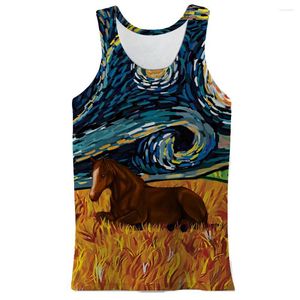 Canotte da uomo Estate da uomo Modello animale Gilet Fashion Horse 2023 Stampa 3D Manica corta Hip Hop O-Collo S-5XL