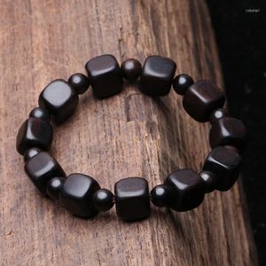 Strang Würfelform Ebenholz elastisches Armband schwarz mit Geschenktütenherstellung