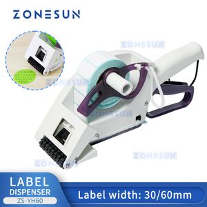 ZONESUN Distributore di etichette palmare Applicatore Adesivo per bottiglie Etichettatura manuale Etichettatrice per cartellini dei prezzi Etichettatrice piatta ZS-YH60