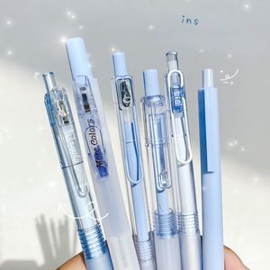 Bollpoint Pens 6Pens Kawaii Gel Pen Color Highlighter Set School Elevers Writing Lot Ins Korean Japanese Stationery Supply 230503