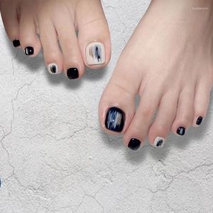Belleza de gel de uñas para uñas de los pies con un traje simple y desmontable de larga duración en blanco y negro