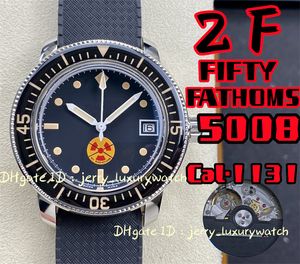 ZF 5008 FIFTY FATHOMS Orologio da uomo di lusso 40,3 mm Cal.1131 Movimento meccanico, ceramica nera, cassa in titanio, 3C nero super luminoso