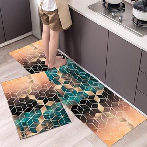 Tapetes geométricos de cozinha de cozinha caseira de luxo de luxo de luxo da sala de estar sofá piso de tapetes longos por porta anti-deslizamento Floorormat