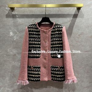 Blandar bästa version Luxury Brand Runway klädrockar och jackor Kvinnor Coat Wool Tweed Tassel Design Woman Jacket med silkfoder SL