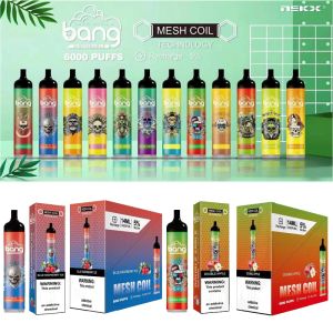 Authentic Bang Mesh Coil 6000 Puffs Disposable Vapes Pen 14ml Pre-filled Pods E cigarettes 1100mAh Rechargeable Battery Vs Bang King 6000