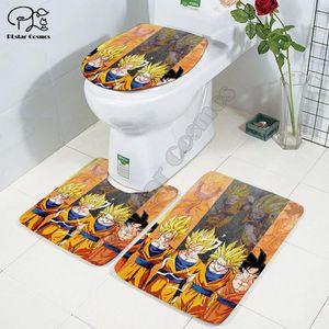 Deckt Anime 3D bedrucktes Badezimmerpodest Teppich Deckel Toilettenabdeckung Bad Matte Set Drop Versand