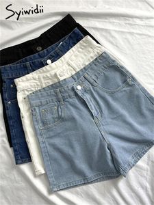 Shorts Syiwidii ​​Jean Shorts for Women Sweatshorts Mode weiß schwarze blaue Kleidung Denim hohe Taille lässig Solid 2023 Sommermode