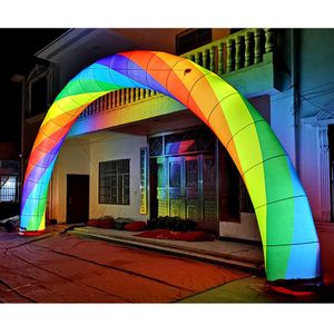 6x4m Evento de casamento ao ar livre Arco arco -íris inflável com luzes LED LED Large Entrance Archway Balloon Free Blower Free