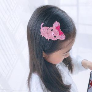 ヘアアクセサリーブティック15pcsファッションキラキラかわいい動物の豚ヘアピンソリッド漫画クリッププリンセスヘッドウェアフェアリー