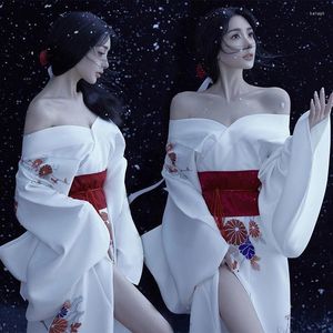 Этническая одежда сексуальные женщины печатные цветочные кимоно платье винтажное женское платье японское косплей гейша
