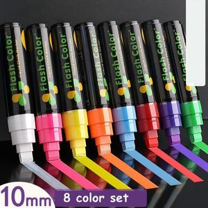 Highlighters Haile 8Colorset Highlighter Fluorescent Marker Pens Erasable Chalk 56810mm Stationery For LED Writing Board Painting Graffit 230503