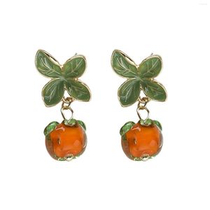 Dangle Earrings 1pair Women Girls Sweet Gift Eye Catching Plated Drop Stud Fruit Fashion Jewelry Cute Persimmon Casual Party