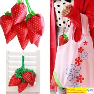 Strawberry Shape Storage Handväska druvor Ananas fällbara shoppingväskor Återanvändbara vikbara livsmedelsbutiker Nylon Stora väska 13 färger