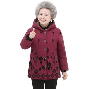 Parkas 607080 year old Middleaged and Elderly Women's Padded Jacket Plus Size 5XL Winter Jackets Hooded Warm Cotton Overcoat Parkas