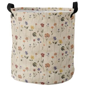 Organization Retro Floral Wildflowers Dirty Laundry Basket Foldable Waterproof Home Organizer Basket Clothing Children Toy Storage Basket