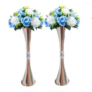 Vases Set Of 2 Flower Centerpiece Table Decorations Gold Trumpet With Crystal Bead For Wedding Centerpieces Birthday Party