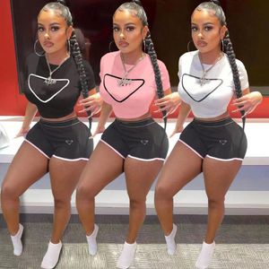 PRA Summer Casual Tracksuits Prdda Letter Print Shorts Two Piece Set Women Round Neck Tshirt and Shorts Tracksuits Female Matching 2sts Outfits