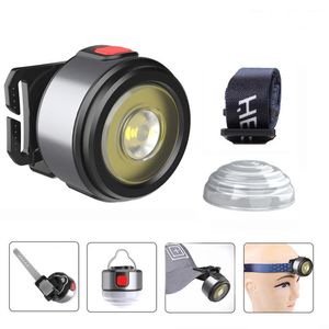 Multifunktionell ljus huvudlampa med magnetkrok campinglampa CAP CLIPL LAMP ARBETE Lätt cykellampa Flashlight Mini USB -laddningsbar COB LED