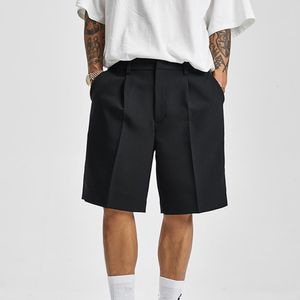 Shorts masculinos homens curtos de verão reto chique chic moda sólida casual tendência frouxa machos machos de terno coreano Tiresers Streetwear 230503