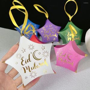 Gift Wrap 20/50pcs Bronzing Star Shape Ramadan Gifts Candy Box Eid Mubarak Carton Packaging Decoration 2023