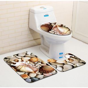 Abdeckungen Dekoration Home Toilettensitzbezug Wasseraufnahme 3-teiliges Set Teppich Badezimmer Anti-Rutsch-Bodenmatte Moderner 3D-Musterdruckteppich