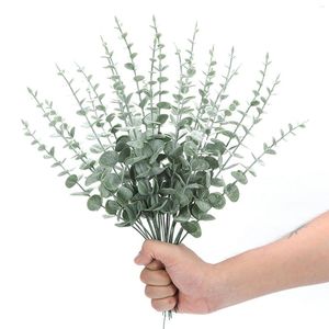 Flores decorativas 20 PCs folhas artificiais cauntas decoração de vegetação falsa galhos reais para arranjo floral vaso de casamento bouquets