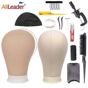 Wig Stand Alileader Training Mannequin Head Canvas Block Head Display Styling Mannequin Manikin Head Wig Stand Free Get T Needle Holder 230428