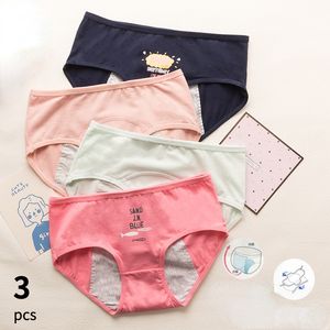 Women's Panties 3pcs Cute Cartoon Girls Menstrual Panties For Teenager Leakproof Physiological Period Underwear Children Panties for periods 230503