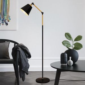 Lampy podłogowe nordyckie obracanie pionowa lampa LED sypialnia salon minimalistyczny żelaza sztuka zdalne sterowanie na poddaszu domowe światło