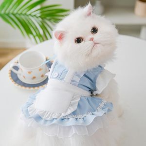 Clothing Silk Bow Tie Lace Maid Uniforms Dress for Cat Pet Costume Cosplay Clothes Dog Pet Princess Clothes