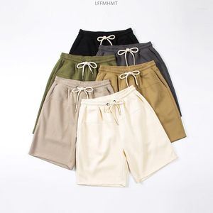Men's Shorts 260G Pearl Cotton Men's Sweatpants Summer Fashion Elastic Waist Solid Color Basical Casual Loose Premium Outdoor Trousers