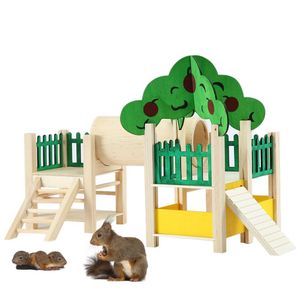 Burar Hamster House Playstand Playground Perch Gym Stand PlayPen Stadders tränar leksak med matare bur tillbehör träning leksak