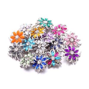 CLASPS HOODS Sorter Rhinestone Flower Chunk CLASP 18mm Snap Button Oval Zircon Charms BK för Snaps Diy Jewelry Findings Supplie Dhodp