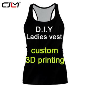 Camiseta cjlm impressão 3d personalizado estilo ocidental casual magro feminino senhoras colete poliéster dropship diy roupas da equipe respirável verão topos