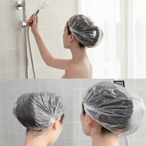 Worki opakowaniowe100pcs jednorazowe koła z prysznicem plastikową wodoodporną kobietę pokrywę głowy kąpielowy plastik