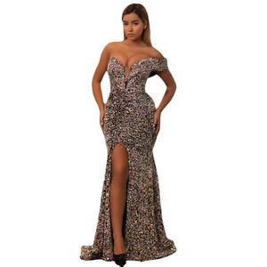 Sparkly Multi Prom Dress Off Axel Sweetheart Mermaid Prom Gown Long Sexy Lår Slit Formal Party Dresses for Women