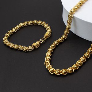 Halskette Ohrringe Set Schmuck Kupfer Armband Sets Cuban Link Chain Hip Hop African Dubai Golden American Style Male