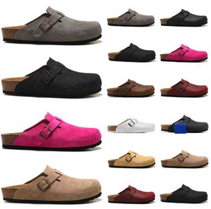 Slippare Boston Clogs Designer Sandaler Män Slid tofflor Soft Fotbad Täpp Suede Läder Spänne Remskor unisex Woody utomhus inomhus rörelse ström 68ESS