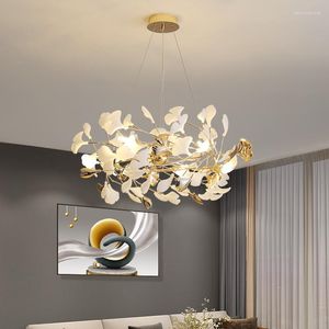 Chandeliers Iron Art Light Luxury Simple Modern Style Ginkgo Leaf Living Room Bedroom Creative Personality Restaurant Chandelier