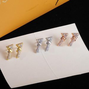 Luksusowe kolczyki projektanci diamentowej litera ucha złoto srebrne kolczyki geometryczne dla mężczyzn kobiety przyjęcie weselne