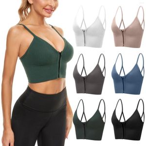 Abbigliamento Shapers da donna Reggiseno sportivo con zip frontale da donna Cinturino per spaghetti Pullover in cotone Reggiseni da yoga C